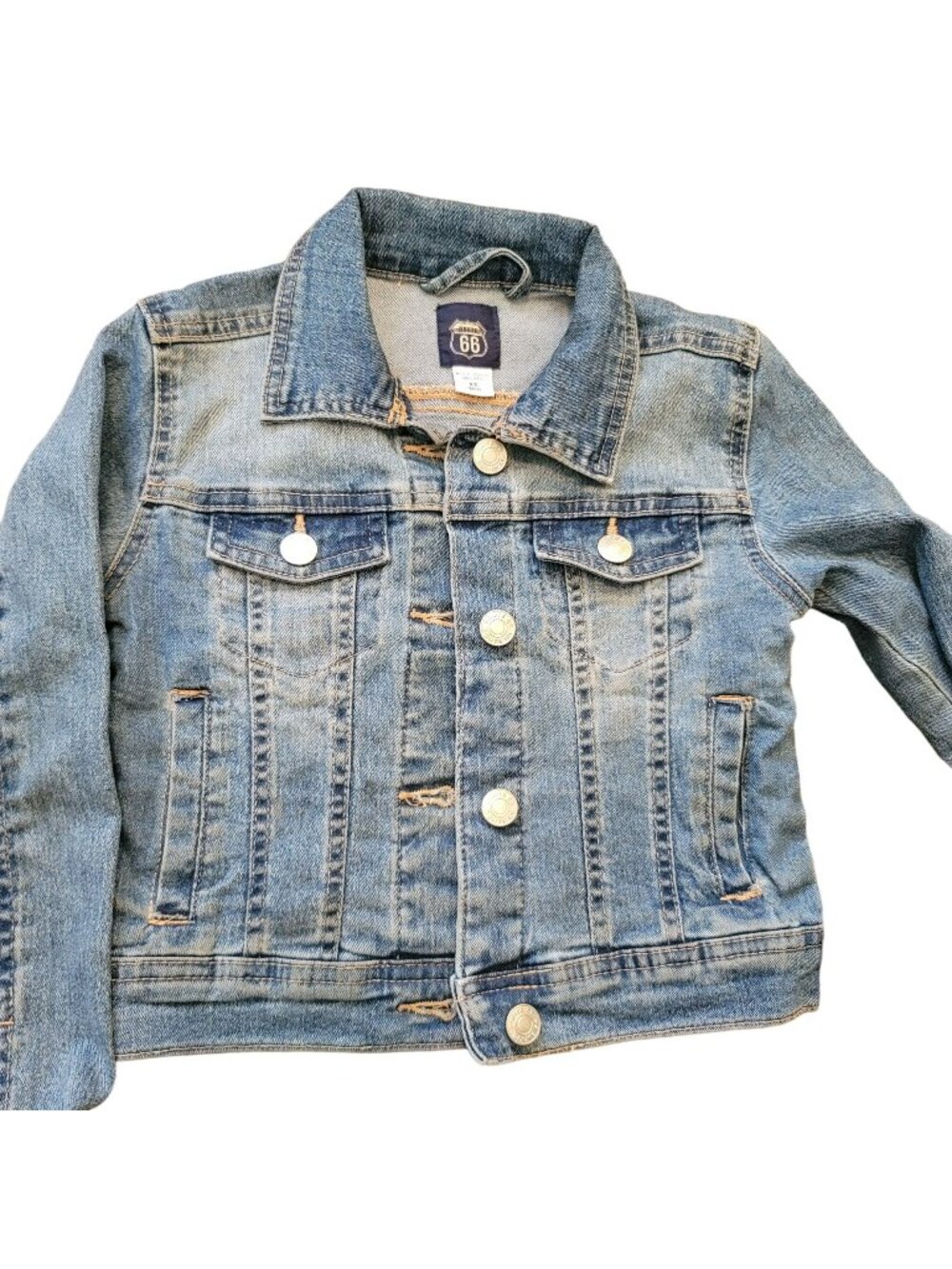 Kids Denim Jacket Size Small Medium Wash Cotton Blend Route 66  Jj3525
